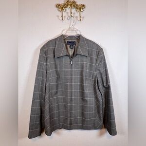 Laura Scott Brown & Tan Windowpane Zip Front Blazer. Size 16